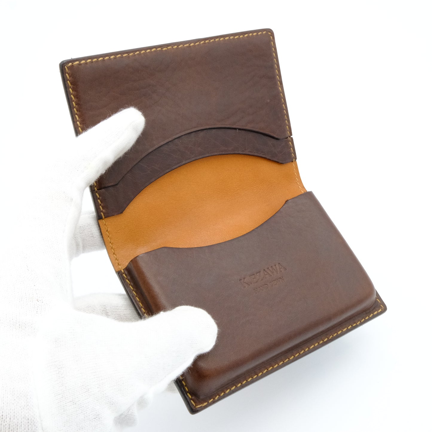 K.EZAWA 牛革カードケース イタリア植物タンニンなめし