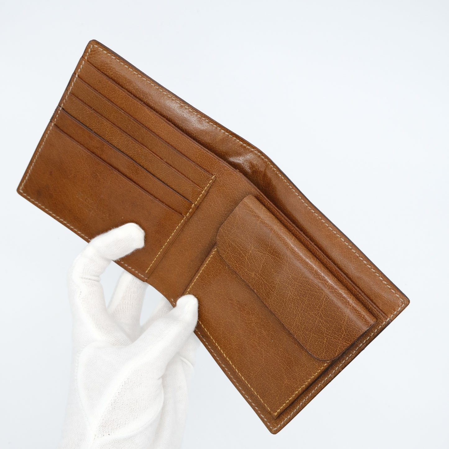 K.EZAWA 牛革二つ折り財布・メッシュ