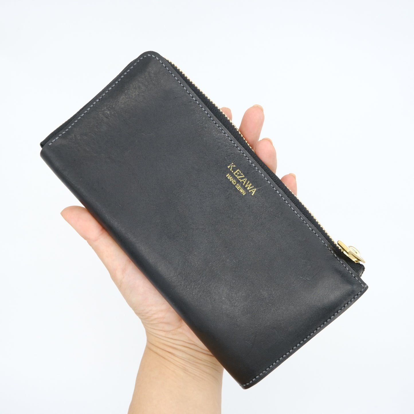 K.EZAWA 牛革L字ファスナー長財布